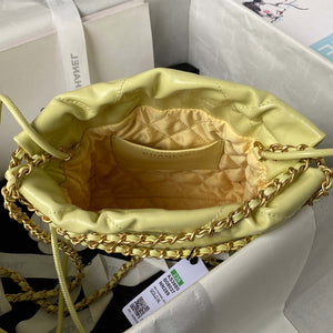 Chanel 22 Mini Handbag AS3980 Shiny Calfskin & Gold-Tone Metal Yellow - Default Title - View 6