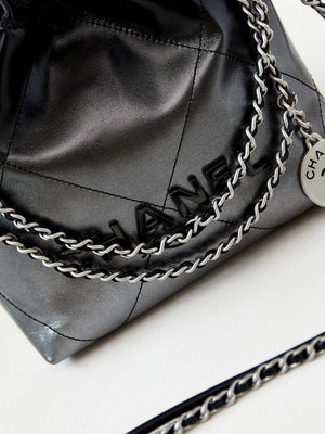 Chanel 22 Mini Handbag Patent Gradient Calfskin Lacquered Metal AS3980 Black - Default Title - View 2