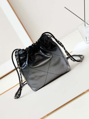 Chanel 22 Mini Handbag Patent Gradient Calfskin Lacquered Metal AS3980 Black - Default Title - View 5