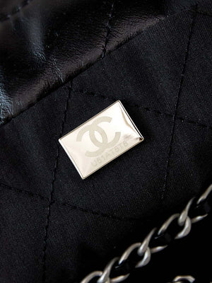 Chanel 22 Mini Handbag Patent Gradient Calfskin Lacquered Metal AS3980 Black - Default Title - View 9