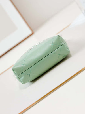 Chanel 22 Mini Handbag Patent Gradient Calfskin Lacquered Metal AS3980 White & Light Green - Default Title - View 6