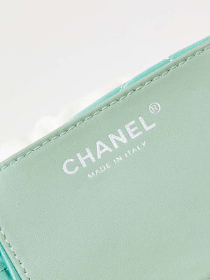 Chanel 22 Mini Handbag Patent Gradient Calfskin Lacquered Metal AS3980 White & Light Green - Default Title - View 8