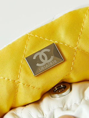 Chanel 22 Mini Handbag Patent Gradient Calfskin Lacquered Metal AS3980 White & Yellow - Default Title - View 9