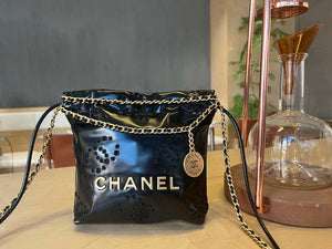 Chanel 22 Mini Handbag Shiny Calfskin & Gold-Tone Metal AS3980 Black - Default Title - View 2