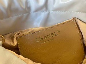 Chanel 22 Mini Handbag Shiny Calfskin & Gold-Tone Metal AS3980 White - Default Title - View 8
