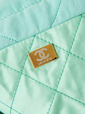 CHANEL 22 Mini Handbag Washed Canvas & Gold-Tone Metal AS3980 Green - Default Title - View 9