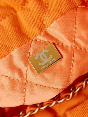 CHANEL 22 Mini Handbag Washed Canvas & Gold-Tone Metal AS3980 Orange - Default Title - View 9