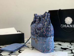 Chanel 22 Small Handbag Denim & Silver-Tone Metal AS3260 Blue Multicolor - Default Title - View 5