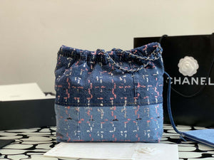 Chanel 22 Small Handbag Denim & Silver-Tone Metal AS3260 Blue Multicolor - Default Title - View 6