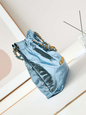 Chanel 22 Small Handbag Fantasy color Calfskin & Gold-Tone Metal AS3260 Blue - Default Title - View 3