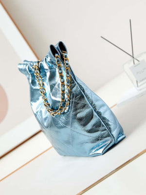 Chanel 22 Small Handbag Fantasy color Calfskin & Gold-Tone Metal AS3260 Blue - Default Title - View 4