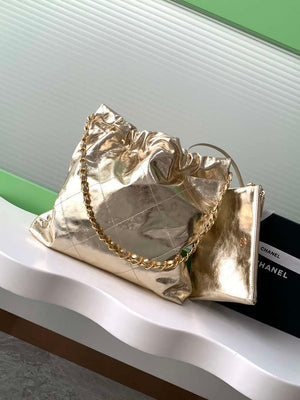Chanel 22 Small Handbag Fantasy color Calfskin & Gold-Tone Metal AS3260 Gold - Default Title - View 3