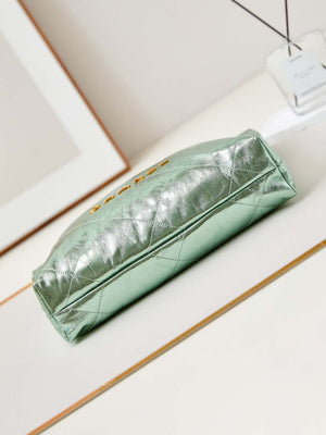 Chanel 22 Small Handbag Fantasy color Calfskin & Gold-Tone Metal AS3260 Green - Default Title - View 6