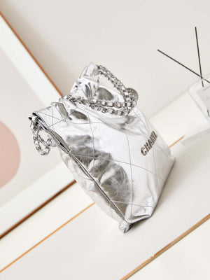 Chanel 22 Small Handbag Fantasy color Calfskin & Silver-Tone Metal AS3260 Silver - Default Title - View 3