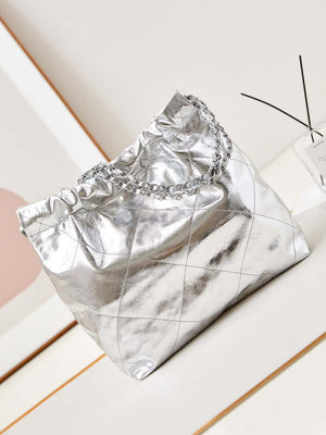 Chanel 22 Small Handbag Fantasy color Calfskin & Silver-Tone Metal AS3260 Silver - Default Title - View 5