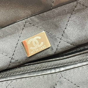 Chanel 22 Small Handbag Shiny Calfskin AS3260 Black with Black logo - Default Title - View 8