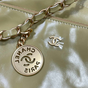 Chanel 22 Small Handbag Shiny Calfskin AS3260 Light Green - Default Title - View 6