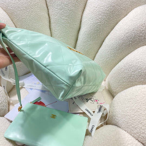 Chanel 22 Small Handbag Shiny Calfskin AS3260 Mint Green - Default Title - View 3