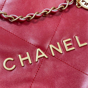 Chanel 22 Small Handbag Shiny Calfskin AS3260 Red - Default Title - View 5