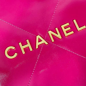 Chanel 22 Small Handbag Shiny Calfskin AS3260 Rose Red - Default Title - View 5