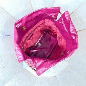 Chanel 22 Small Handbag Shiny Calfskin AS3260 Rose Red - Default Title - View 7