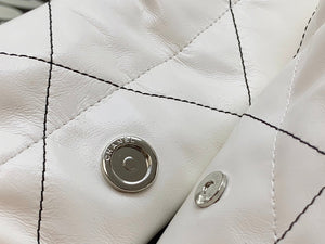 Chanel 22 Small Handbag Shiny Calfskin AS3260 White with Silver Logo - Default Title - View 7