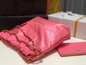 Chanel 22 Small Handbag Shiny Calfskin AS3260 Pink Gold - Default Title - View 5