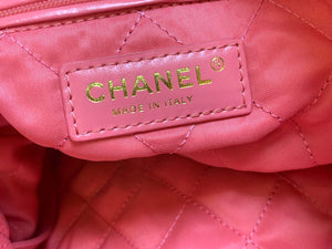 Chanel 22 Small Handbag Shiny Calfskin AS3260 Pink Gold - Default Title - View 8