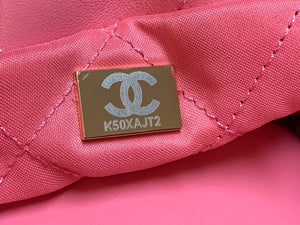 Chanel 22 Small Handbag Shiny Calfskin AS3260 Pink Gold - Default Title - View 9