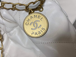 Chanel 22 Small Handbag Shiny Calfskin AS3260 White Gold - Default Title - View 4