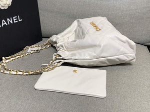 Chanel 22 Small Handbag Shiny Calfskin AS3260 White Gold - Default Title - View 6