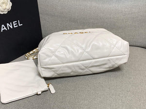 Chanel 22 Small Handbag Shiny Calfskin AS3260 White Gold - Default Title - View 7
