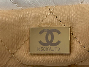 Chanel 22 Small Handbag Shiny Calfskin AS3260 White Gold - Default Title - View 10