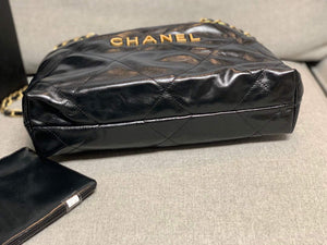 Chanel 22 Small Handbag Shiny Calfskin AS3260 Black Gold - Default Title - View 6