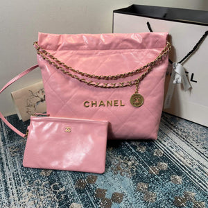 Chanel AS3260 22 Small Handbag Shiny Calfskin Light Pink Gold - Default Title - View 1