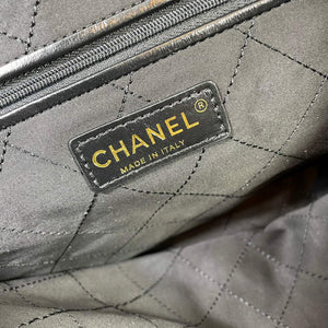 Chanel 22 Small Handbag Shiny Calfskin AS3260 Black Gold with White logo - Default Title - View 8