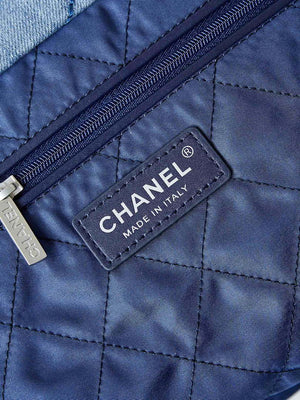 Chanel 22 Small Handbag Washed Denim & Silver-Tone Metal AS3260 Blue - Default Title - View 8