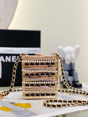 Chanel 22K Evening Bag With Pearls Black and Gold - Default Title - View 1