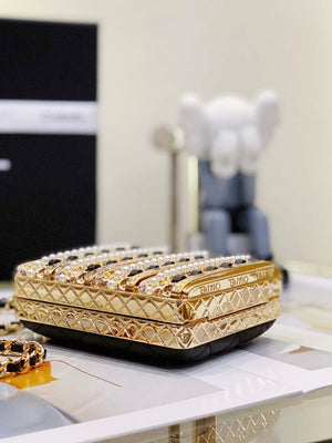 Chanel 22K Evening Bag With Pearls Black and Gold - Default Title - View 4