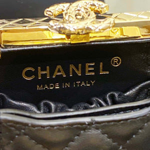 Chanel 22K Evening Bag With Pearls Black and Gold - Default Title - View 9