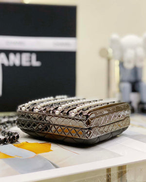 Chanel 22K Evening Bag With Pearls Black and Silver - Default Title - View 5