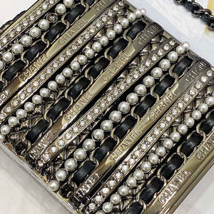 Chanel 22K Evening Bag With Pearls Black and Silver - Default Title - View 8
