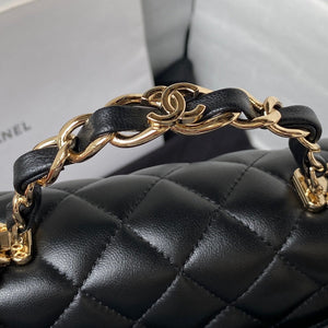 Chanel 23K AS2431 Mini flap Lambskin bag with top handle Black - Default Title - View 4