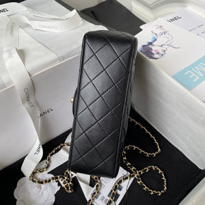 Chanel 23K AS2431 Mini flap Lambskin bag with top handle Black - Default Title - View 6
