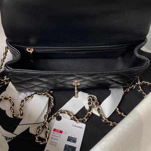 Chanel 23K AS2431 Mini flap Lambskin bag with top handle Black - Default Title - View 7