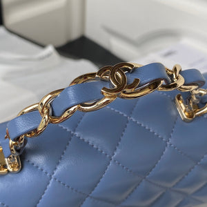 Chanel 23K AS2431 Mini flap Lambskin bag with top handle Blue - Default Title - View 4