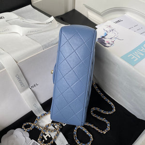 Chanel 23K AS2431 Mini flap Lambskin bag with top handle Blue - Default Title - View 5