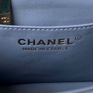 Chanel 23K AS2431 Mini flap Lambskin bag with top handle Blue - Default Title - View 7