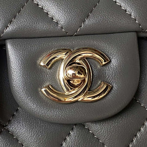 Chanel 23K AS2431 Mini flap Lambskin bag with top handle Gray - Default Title - View 3
