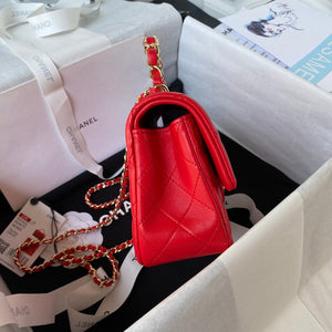 Chanel 23K AS2431 Mini flap Lambskin bag with top handle Red - Default Title - View 6